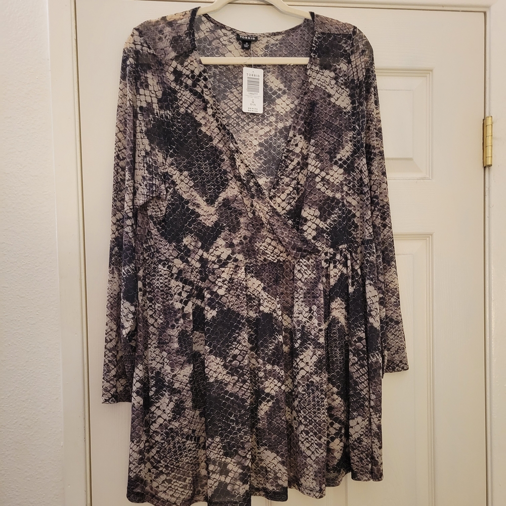 Torrid Snake Print Blouse - Black and Gray